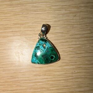 Green Malachite Triangle Pendant Necklace